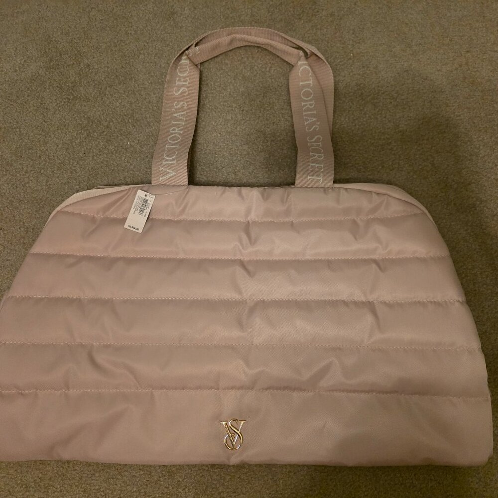 Victoria's Secret Quilted Pink Duffel Bag Overnight Gym Travel Tote
